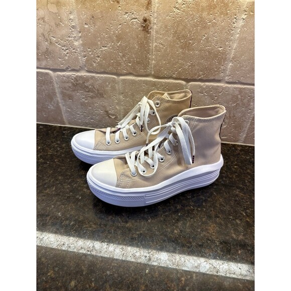 Converse Chuck Taylor All Star Move Hi Platform Beige Sneakers Women’s 7 EUC - Picture 3 of 8